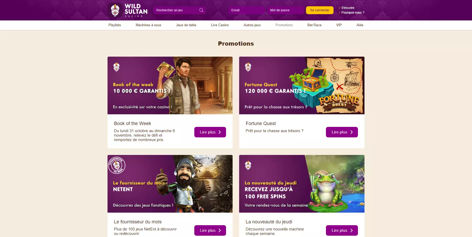 Wild Sultan — Promotions Book of the Week et Fortune Quest
